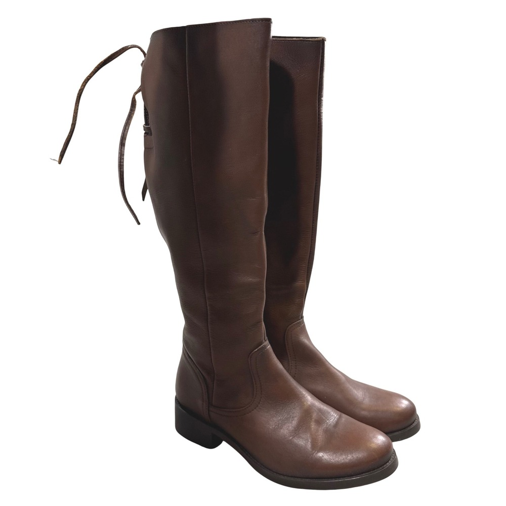 Steve Madden Lover Leather Riding Boots Lace Up Tall Brown Womens 10 M Classic